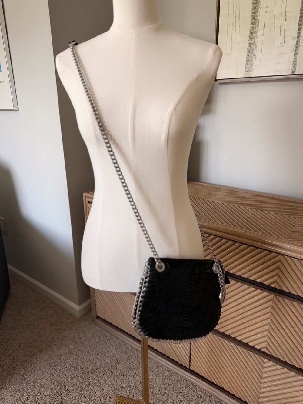 MICHAEL Michael Kors Black Leather Chain messenger Crossbody